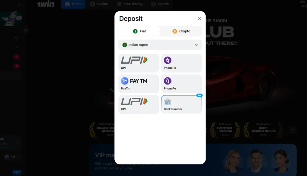 Deposits and Withdrawals on 1win